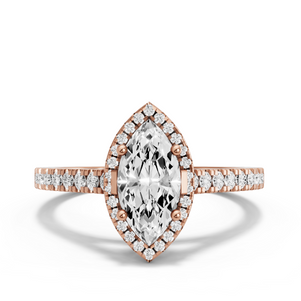 Image for Marquise Pave Halo Ring with Cathedral Pave band