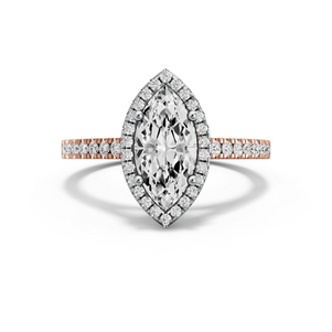 Image for Marquise Pave Halo Ring with Cathedral Pave band