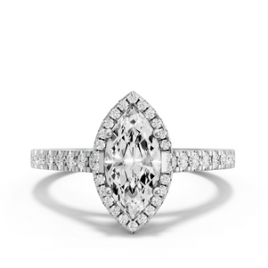 Image for Marquise Pave Halo Ring with Cathedral Pave band
