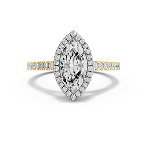 Image for Marquise Pave Halo Ring with Cathedral Pave band