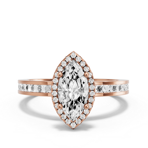 Image for Marquise Pave Halo Ring with Channel band