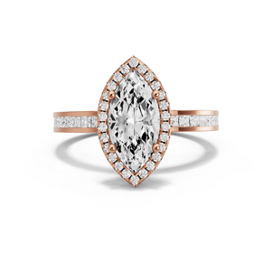 Image for Marquise Pave Halo Ring with Channel band in 18K Rose Gold