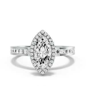 Image for Marquise Pave Halo Ring with Channel band