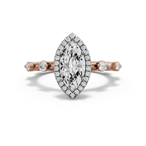 Image for Marquise Pave Halo Ring with Floating Station band