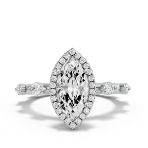 Image for Marquise Pave Halo Ring with Floating Station band