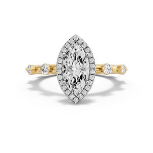 Image for Marquise Pave Halo Ring with Floating Station band