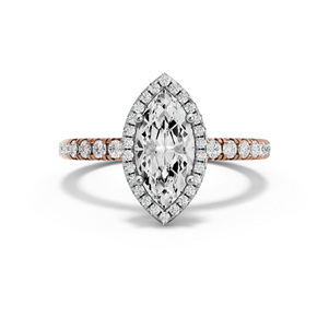 Image for Marquise Pave Halo Ring with French Pave band