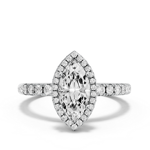 Image for Marquise Pave Halo Ring with French Pave band
