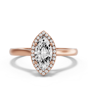 Image for Marquise Pave Halo Ring with Knife Edge Cathedral band