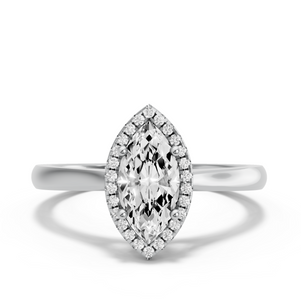 Image for Marquise Pave Halo Ring with Knife Edge Cathedral band