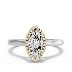 Image for Marquise Pave Halo Ring with Knife Edge Cathedral band