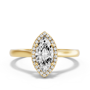 Image for Marquise Pave Halo Ring with Knife Edge Cathedral band