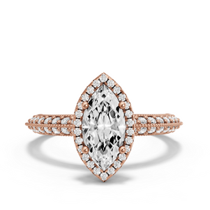 Image for Marquise Pave Halo Ring with Knife Edge Pave band