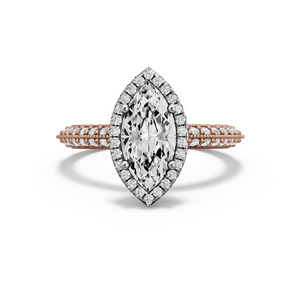 Image for Marquise Pave Halo Ring with Knife Edge Pave band