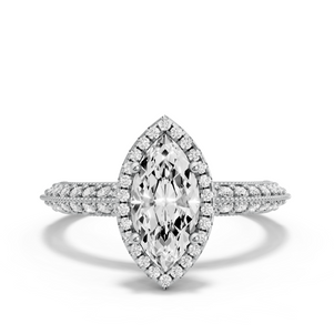 Image for Marquise Pave Halo Ring with Knife Edge Pave band