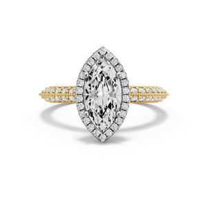 Image for Marquise Pave Halo Ring with Knife Edge Pave band
