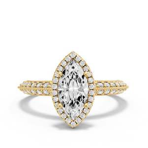 Image for Marquise Pave Halo Ring with Knife Edge Pave band