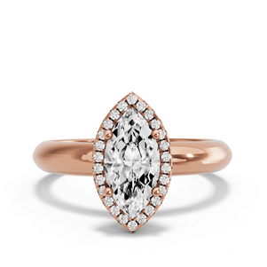 Image for Marquise Pave Halo Ring with Knife Edge Solitaire band