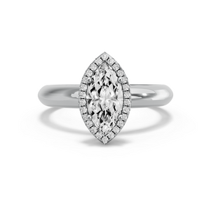 Image for Marquise Pave Halo Ring with Knife Edge Solitaire band in 14K White Gold
