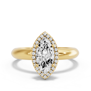 Image for Marquise Pave Halo Ring with Knife Edge Solitaire band