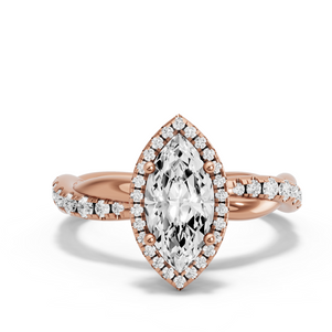 Image for Marquise Pave Halo Ring with Rope Pave band