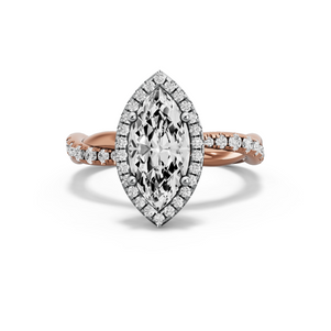 Image for Marquise Pave Halo Ring with Rope Pave band