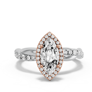 Image for Marquise Pave Halo Ring with Rope Pave band