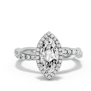 Image for Marquise Pave Halo Ring with Rope Pave band