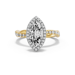 Image for Marquise Pave Halo Ring with Rope Pave band