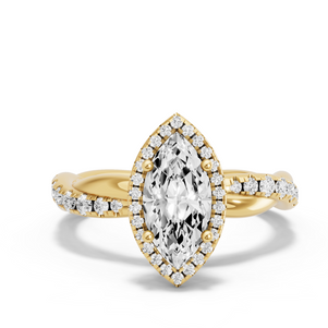 Image for Marquise Pave Halo Ring with Rope Pave band