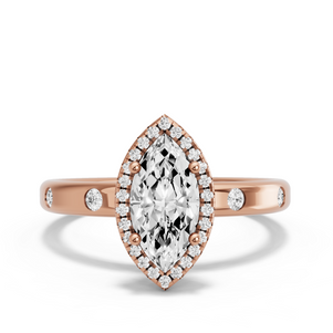 Image for Marquise Pave Halo Ring with Sleek Accent band
