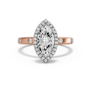 Image for Marquise Pave Halo Ring with Sleek Accent band