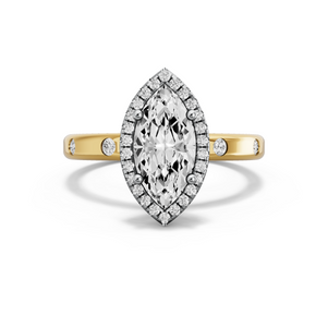 Image for Marquise Pave Halo Ring with Sleek Accent band