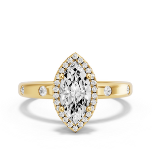 Image for Marquise Pave Halo Ring with Sleek Accent band