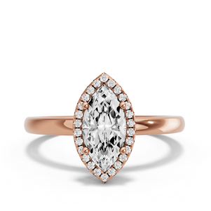 Image for Marquise Pave Halo Ring with Solitaire band