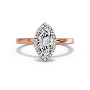 Image for Marquise Pave Halo Ring with Solitaire band