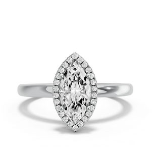 Image for Marquise Pave Halo Ring with Solitaire band