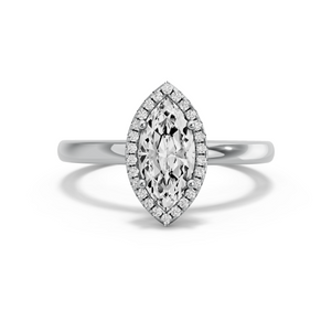 Image for Marquise Pave Halo Ring with Solitaire band in 950 Platinum