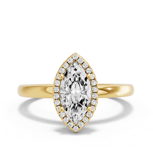 Image for Marquise Pave Halo Ring with Solitaire band