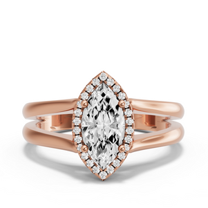 Image for Marquise Pave Halo Ring with Split Ring Solitaire band