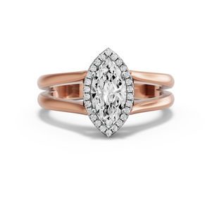 Image for Marquise Pave Halo Ring with Split Ring Solitaire band