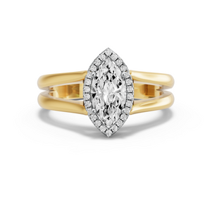 Image for Marquise Pave Halo Ring with Split Ring Solitaire band
