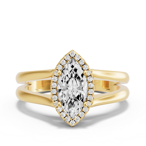 Image for Marquise Pave Halo Ring with Split Ring Solitaire band