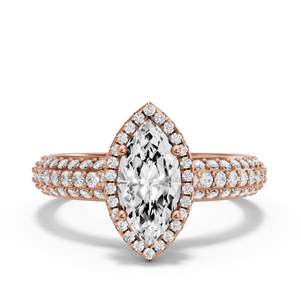 Image for Marquise Pave Halo Ring with Triple Row Pave band