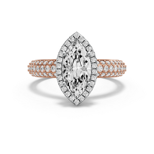 Image for Marquise Pave Halo Ring with Triple Row Pave band