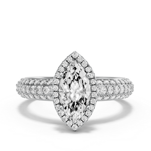 Image for Marquise Pave Halo Ring with Triple Row Pave band