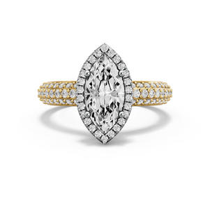 Image for Marquise Pave Halo Ring with Triple Row Pave band