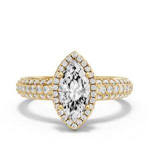 Image for Marquise Pave Halo Ring with Triple Row Pave band