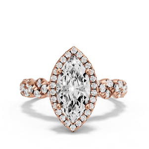Image for Marquise Pave Halo Ring with Twist Pave band