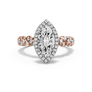 Image for Marquise Pave Halo Ring with Twist Pave band